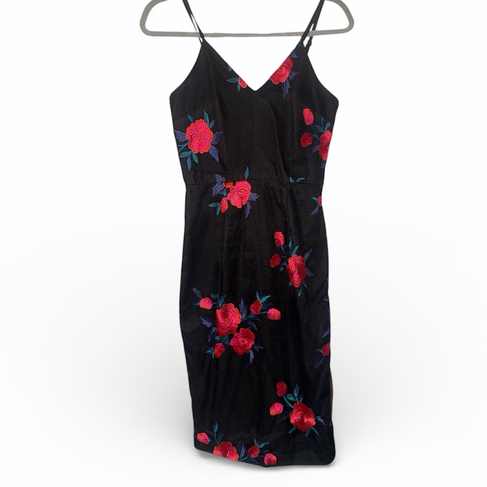 Chi Chi London Mesh Embroidered Cocktail Dress